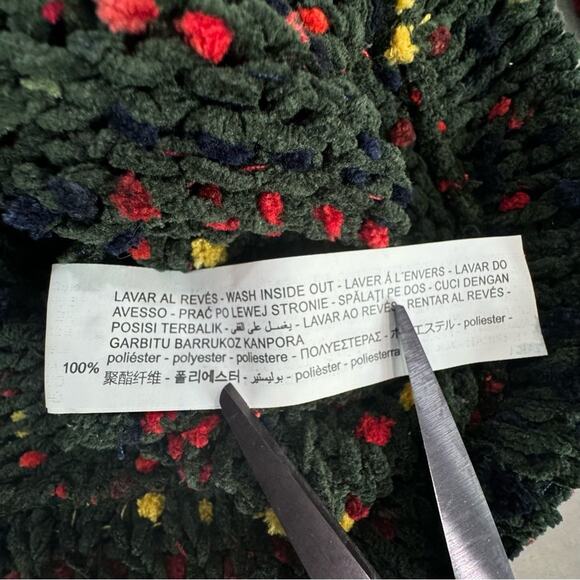 Zara Green Chenille Sweater With Red/Yellow Detail Small - Picture 15 of 16